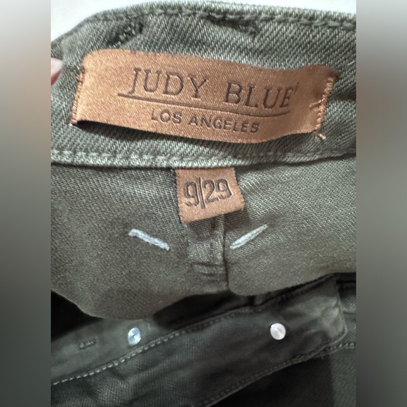 Judy Blue JB88734 High Waist Control Top Olive Green Fray Hem Crop Wide Leg 9/29 - Picture 8 of 15